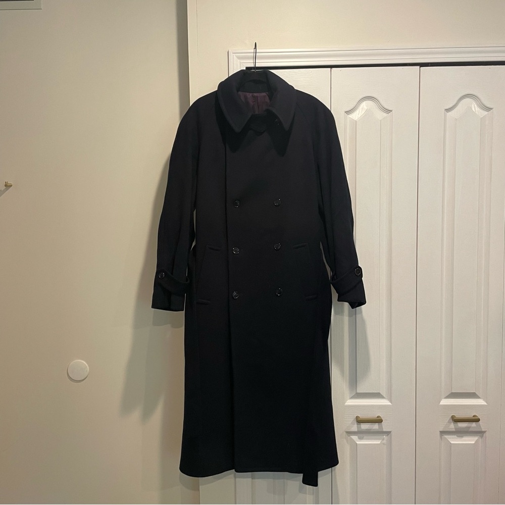Vintage Forstman John Weitz Navy Coat Wool Blend, Made in USA Acetate Lined - Picture 2 of 5